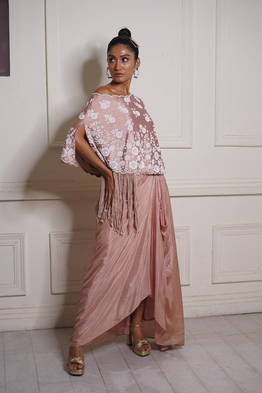 "Loam" Overlay cape, Bustier & Drape skirt