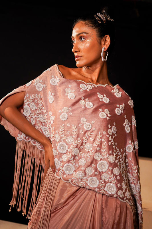 "Loam" Overlay cape, Bustier & Drape skirt