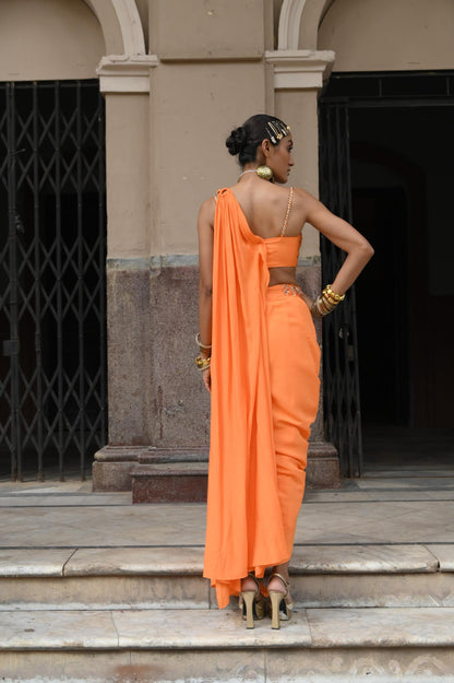 "Citrus Drip" saree with bustier