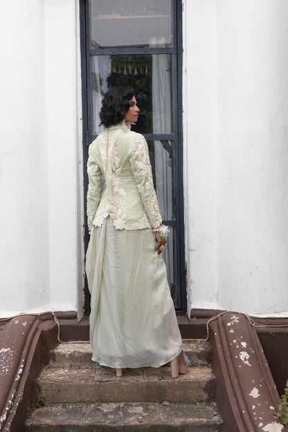 "Thread Logic" Jacket With Bustier & Draped Skirt