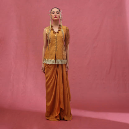 "Quell" Waistcoat with drape Skirt.