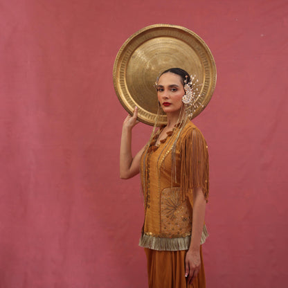 "Quell" Waistcoat with drape Skirt.