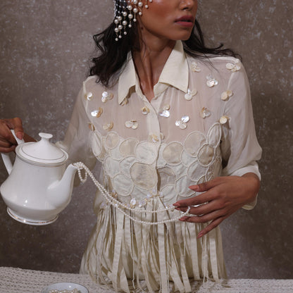 "Flecks" Shirt and Draped Skirt