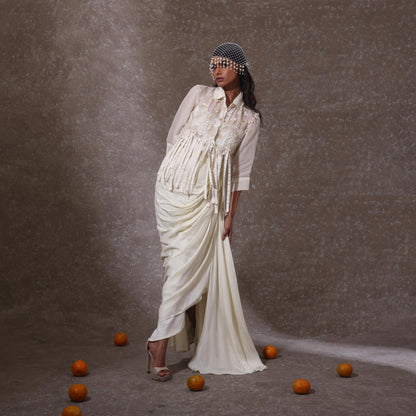 "Flecks" Shirt and Draped Skirt