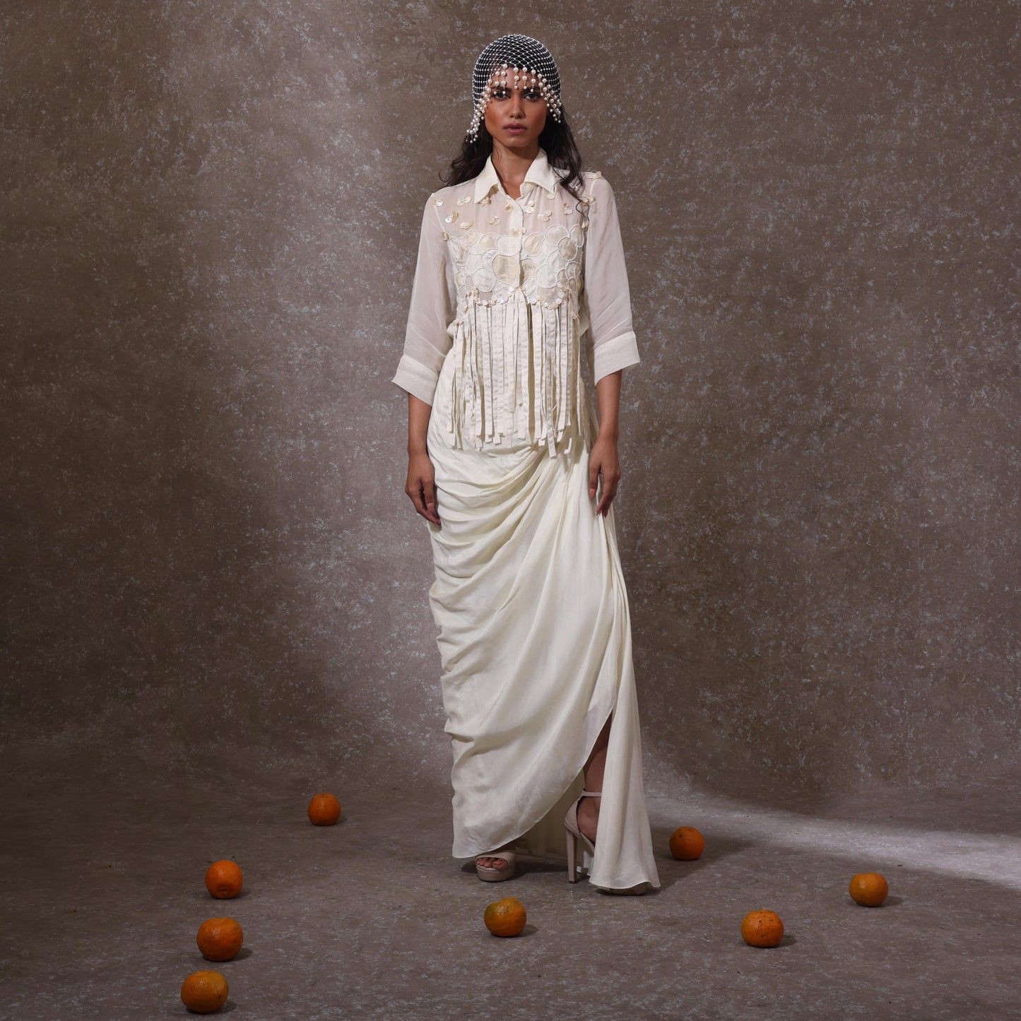 "Flecks" Shirt and Draped Skirt