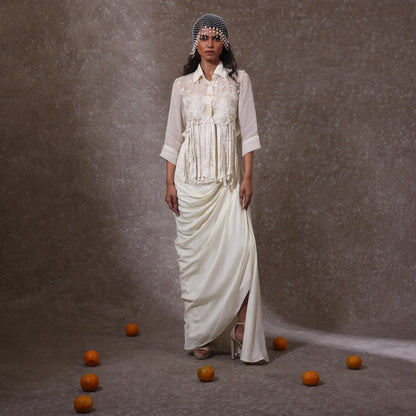 "Flecks" Shirt and Draped Skirt