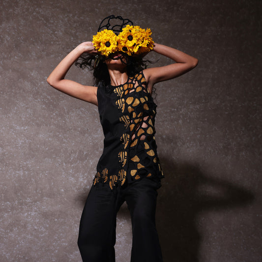 "Coven" jacket and Bustier with Flared Pants