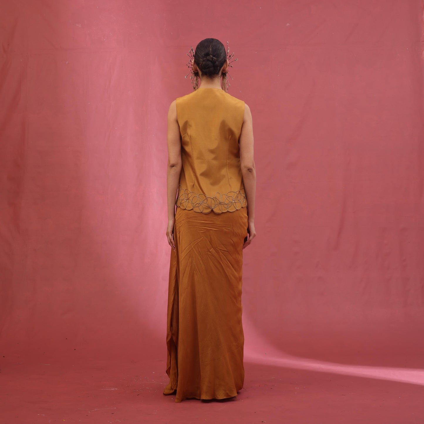 "Serrate" Waistcoat with drape Skirt
