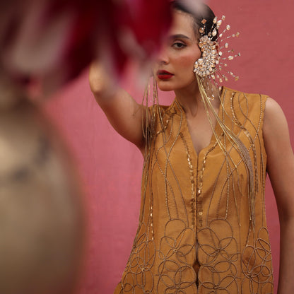 "Serrate" Waistcoat with drape Skirt