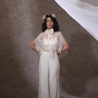 "Elaren" Cape with Bustier & Flared Trousers.