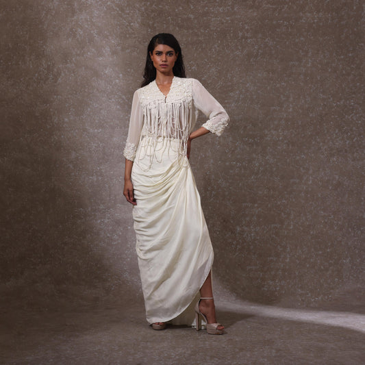 ""Eldwyn" Shirt with Bustier & draped Skirt