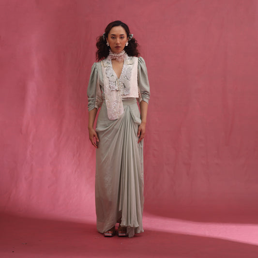 "Crepus" Jacket with Drape skirt
