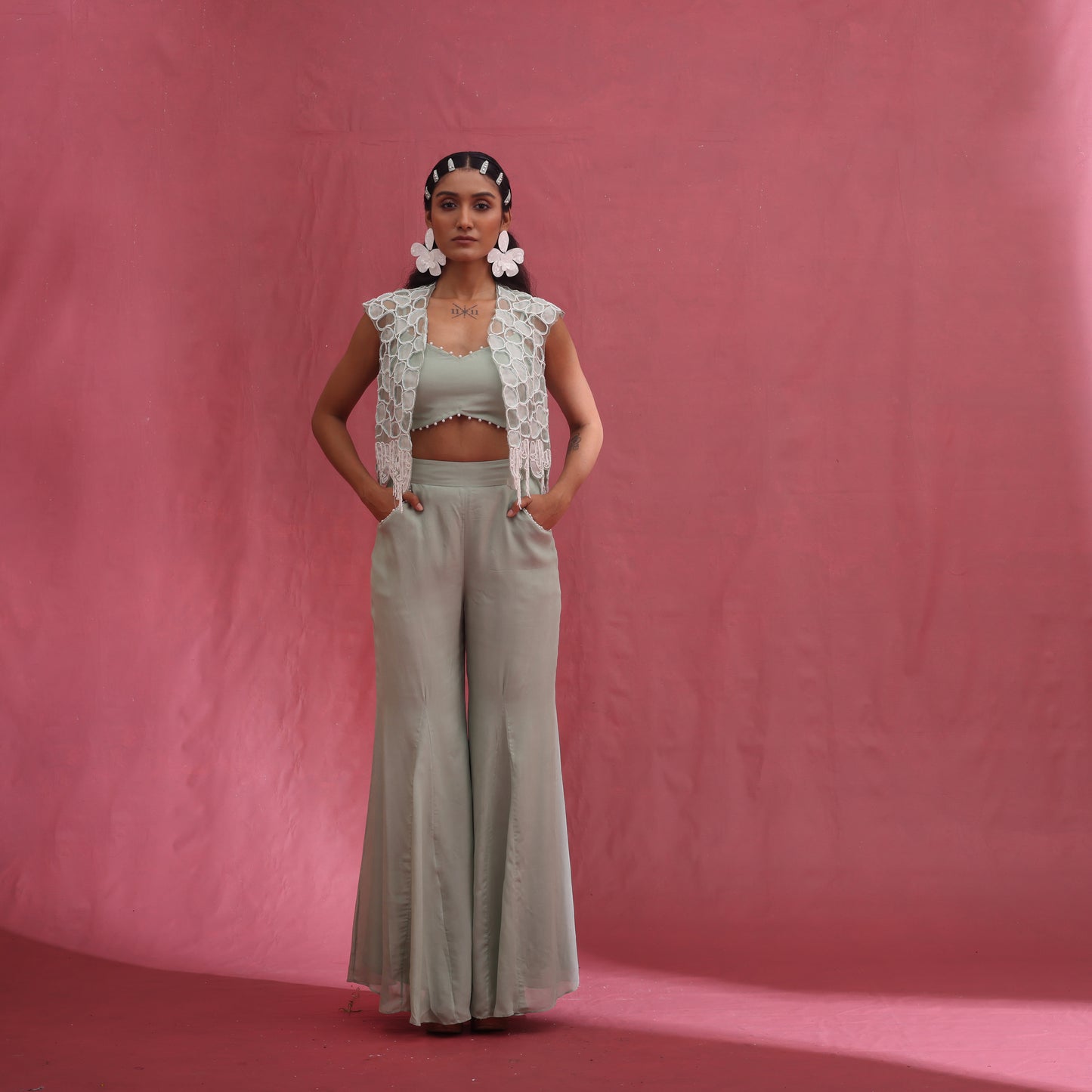 "Cinch" Jacket with Bustier &  Flared Trousers