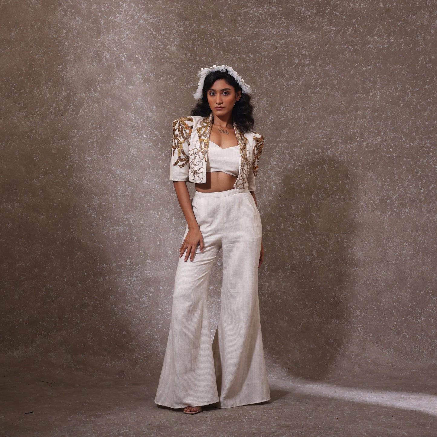 "Monolith" Jacket with bustier & Flared Pants