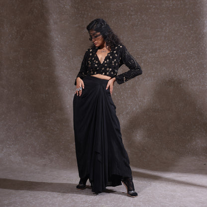 "Omen" Jacket with Draped Skirt