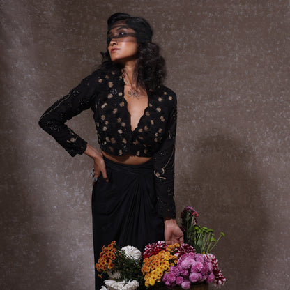 "Omen" Jacket with Draped Skirt