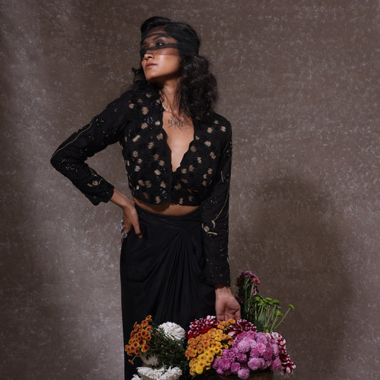 "Omen" Jacket with Draped Skirt